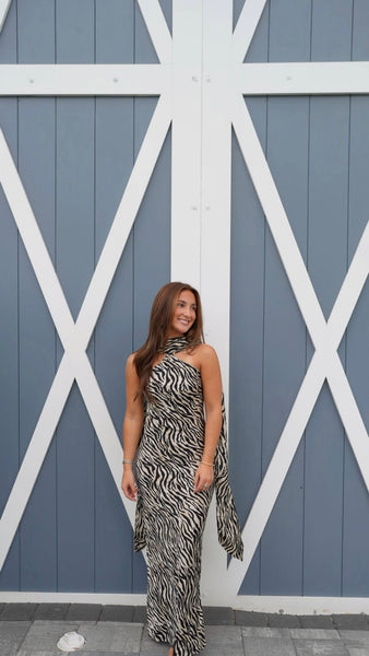 Maren Scarf Dress - Black Zebra