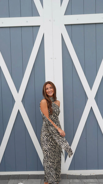 Maren Scarf Dress - Black Zebra