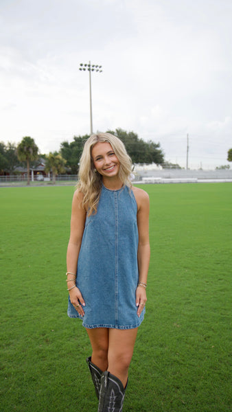 Preston Mini Halter Neck - Denim