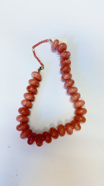 Chunky Beaded Necklace - Light Pink