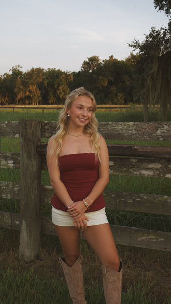 Paige Strapless Top - Burgundy