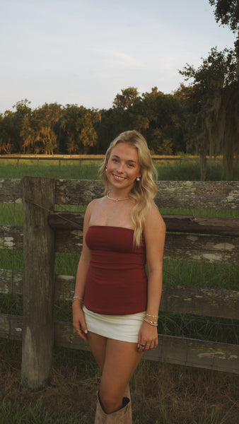 Paige Strapless Top - Burgundy