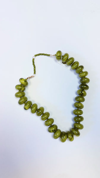 Chunky Beaded Necklace - Chartreuse