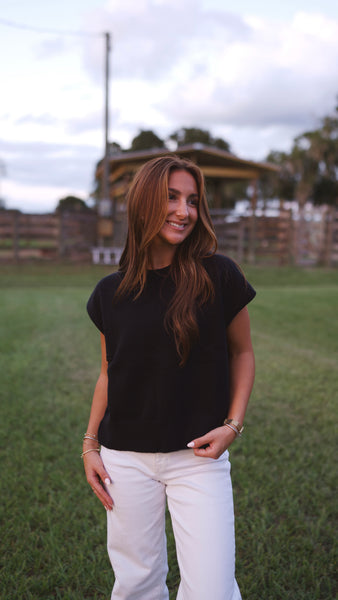 Sofia Short Sleeve Sweater - Black