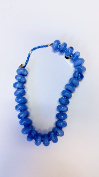Chunky Beaded Necklace - Light Blue