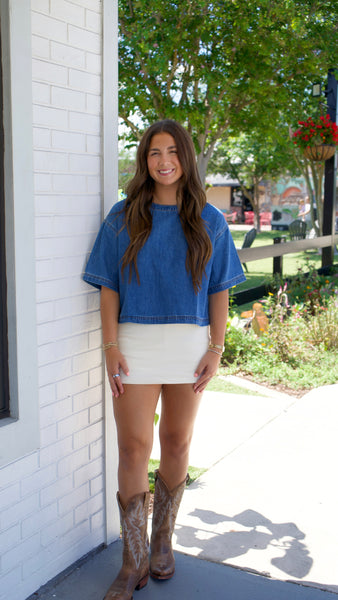 Sophia Denim Round Neck Top