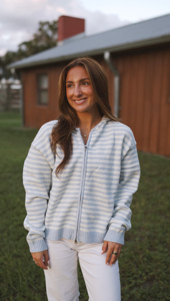 Romy Stripe Jacket - Baby Blue
