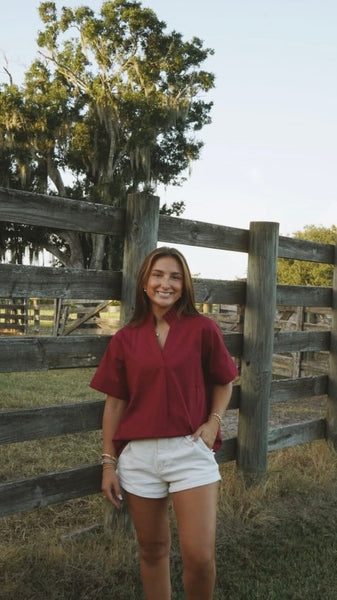 Logan Burgundy Top