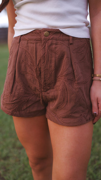 Posie Suede Shorts -  Brown