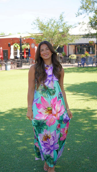 Maui Floral Halter Maxi