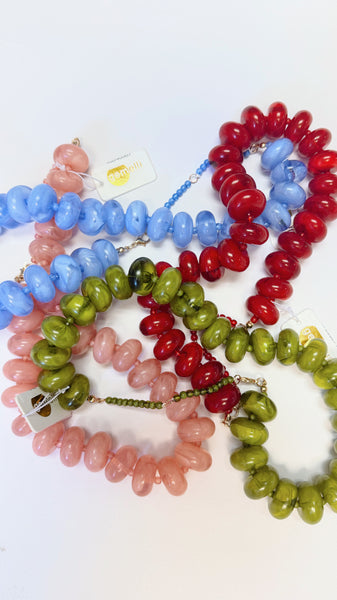 Chunky Beaded Necklace - Light Blue
