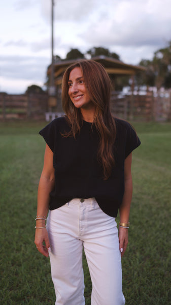 Sofia Short Sleeve Sweater - Black