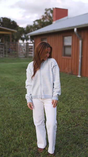 Romy Stripe Jacket - Baby Blue