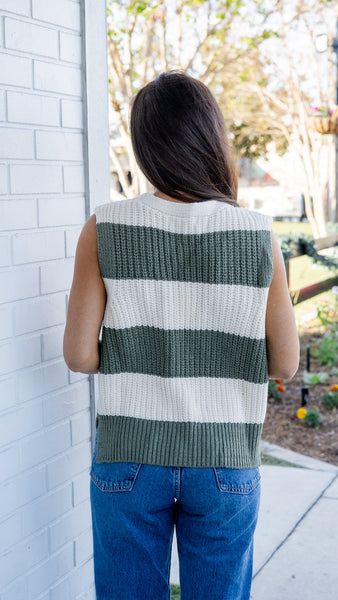 Sage Stripe Knit Vest