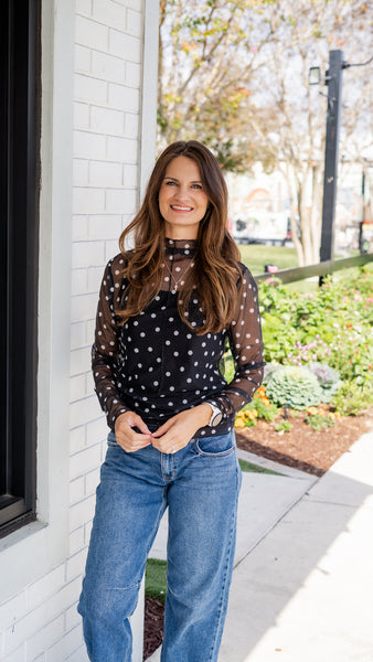 Polka Dot Mesh Top