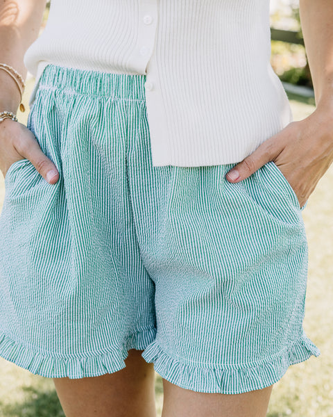 Striped Ruffle Hem Boxer Shorts