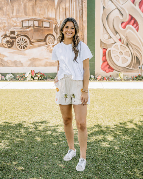 Tropical Embroidered Shorts