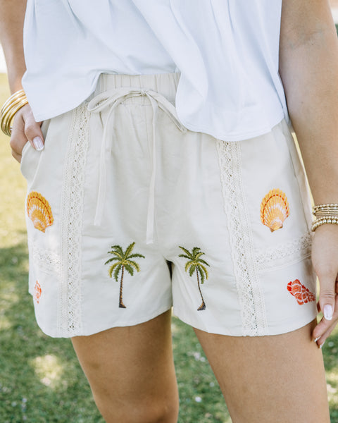 Tropical Embroidered Shorts